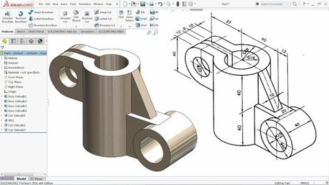 Solid Drawing, Isometric Drawing Exercises, Beginners Exercise, Autocad Isometric Drawing, Autocad Training, Orthographic Drawing, Solidworks Tutorial, Engineering Drawing, Solid Works