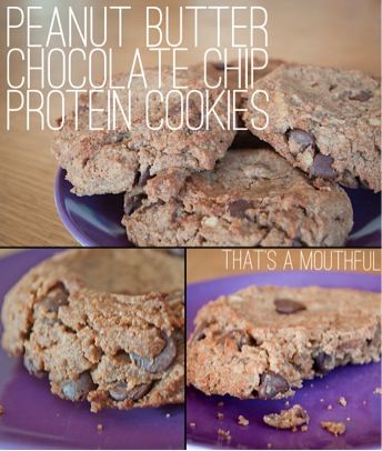 Peanut Butter Chocolate Chip Protein Cookies Recipe Peanut Butter Kiss Cookies Recipe, Macro Desserts, Chocolate Chip Protein Cookies, Protein Cakes, Fiber Balls, Healthier Desserts, Protein Treats, Protein Meal, Protein Muffins