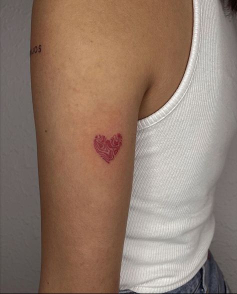 Botched Tattoos, Red Tattoo Women, Heart Tattoo On Back, Red Love Heart Tattoo, Fingerprints Tattoo, Red Minimalist Tattoo, Mini Red Tattoo, Rec Tattoo, Simple Red Tattoo