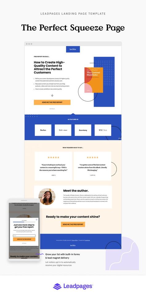 Lead Magnet Landing Page, Lead Magnet, Landing Page Template, Squeeze Page, Quality Content, Page Template, Lead Generation, Business Marketing, Landing Page