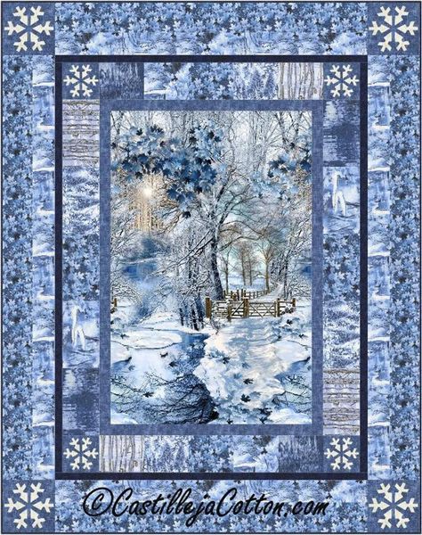 Scenic Snow Fall Quilt Pattern 4910-1 | Craftsy Peacock Quilt, Attic Window Quilts, Wildlife Quilts, Fall Quilt Patterns, Fall Quilt, Panel Quilt Patterns, Fabric Panel Quilts, Landscape Quilt, Japanese Quilts