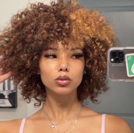 Rpw Aesthetic, Afro Hair Dye, Kpop Shifting, Cabello Afro Natural, Dyed Curly Hair, Honey Brown Hair, Grp Ports, Curly Hair Videos, Dyed Hair Inspiration