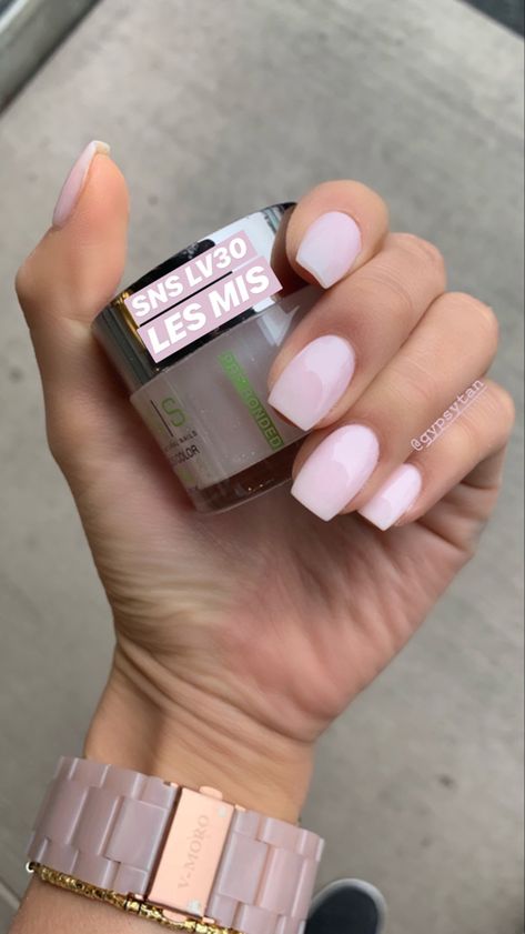 SNS LV 30 Les Mis @gypsytan Sakura Dip Powder Nails, Mod About You Dip Powder, Birthday Sns Nails, Nugenesis Dipping Powder Colors Pink, Sns Summer Nail Colors 2023, Spring Dipped Nail Colors 2023, Sheer Pink Dip Powder Nails, Sns Powder Nails, Sns Dip Powder Colors