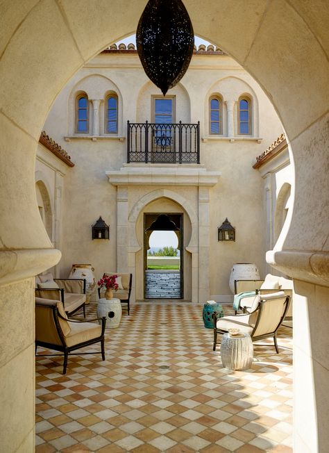 Moroccan Villa – R. Douglas Mansfield Architect, Inc. Moroccan House Exterior, Moroccan Villa, Moroccan House, Beautiful Flooring, Crystal Cove, Living In Mexico, Mediterranean Style Homes, Mediterranean Home Decor, Modern Beach House