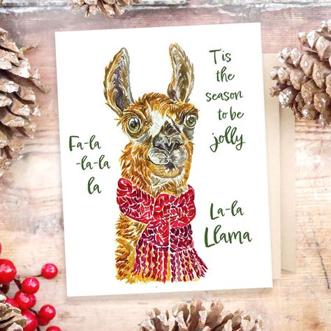 Llama Christmas, Seasons Greetings Card, Paper Envelope, Holiday Greeting, A2 Size, Holiday Greeting Cards, Cursed Child Book, Children Book Cover, Hand Art Drawing