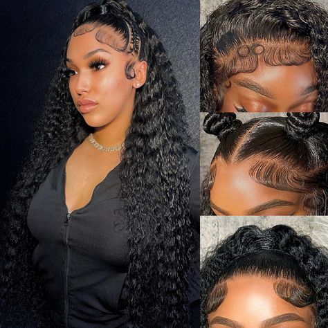 PRICES MAY VARY. 13x4 Lace Front Deep Wave Wigs Human Hair Material: 100% Unprocessed Brazilian virgin human hair deep wave lace frontal wigs, full and thick, natural look, health and comfort, soft and bouncy, can be dyed, bleached, straightened and restyled 13x4 HD Lace Front Wigs Size: 13x4 HD Transparent Swiss Lace, blends perfectly into your skin, soft and breathable, 180% density deep wave lace front wigs human hair looks more natural, full and thick Human Hair Texture: Deep wave 13x4 lace Curly Hair Wig Hairstyles, Deep Wave Wig Hairstyles, Deep Wave Wig Styles, Deep Wave Sew In, Deep Wave Lace Front Wigs, Lace Frontal Wigs, Lace Front Wigs Human Hair, Curly Hair Wig, Hairdos For Curly Hair