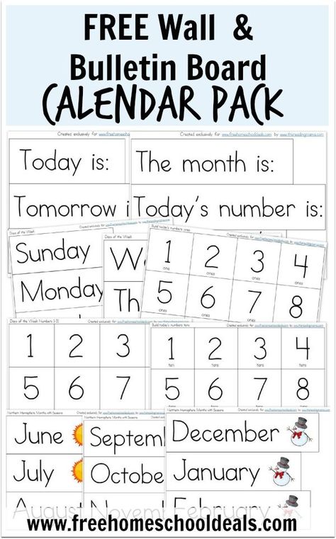 FREE Wall/ Bulletin Board Calendar Pack Instant Download Free Circle Time Board Printables, Free Classroom Calendar Printables, Pocket Chart Calendar Printables Free, Interactive Calendar Preschool, Circle Time Printables Free, Flip Calendar Classroom Free, Calendar Numbers Printables Free, Classroom Calendar Printables Free, Homeschool Bulletin Board