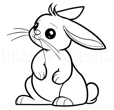 How To Draw A Spring Bunny, Step by Step, Drawing Guide, by Dawn | dragoart.com Rabbit Face Drawing Simple, Cute Bunny Drawing Cartoon, Spring Sketches Drawings, How To Draw A Bunny Easy, How To Draw A Bunny Step By Step, How To Draw A Bunny, Bunny Step By Step Drawing, Rabbit Cartoon Drawing, Rabbit Pose