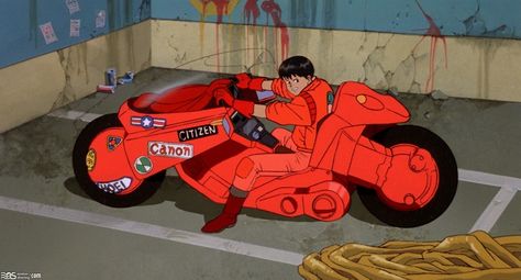 Kaneda's bike, though >>>>> Kaneda Bike, Shotaro Kaneda, Akira Kaneda, Anime Motorcycle, Akira Anime, Katsuhiro Otomo, Red Motorcycle, Anime Music Videos, Neo Tokyo