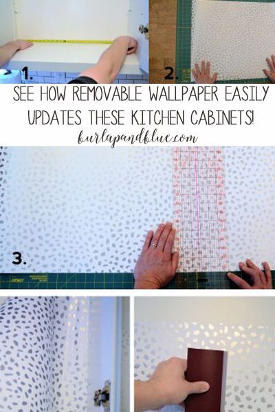 Removeable wallpaper is an easy way to update your kitchen cabinets, furniture or accent wall! Peel And Stick Wallpaper For Cabinets, Wallpaper Inside Kitchen Cabinets, Peel Off Wallpaper, Wallpaper For Kitchen Cabinets, Diy Dream Home, Wallpaper Cabinets, Inside Kitchen Cabinets, Update Kitchen Cabinets, Dot Wallpaper