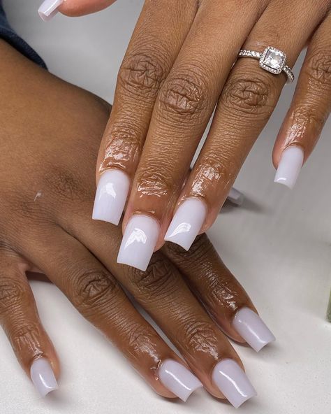 Dark Acrylic Nails, Plain Acrylic Nails, Pale Nails, Milky White Nails, Tapered Square Nails, Milky Nails, Long Acrylic Nail Designs, Sassy Nails, Glamour Nails