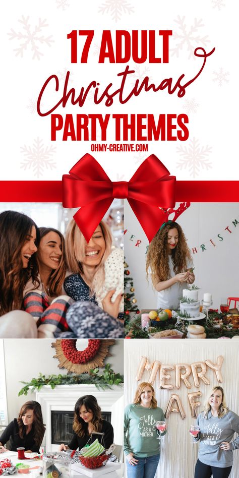 Get ready to spread some holiday cheer with these 17 adult Christmas party themes that will take your celebrations to the next level! From elegant dinner parties with festive cocktails to themed celebrations. You can create a cozy, warm and the best festive atmosphere or go all out with a lively bash filled with games, music, and laughter. These themes will help you craft the ideal holiday experience, no matter how you envision your Christmas party. #AdultChristmasParty #ChristmasPartyThemes Xmas Party Themes, Adult Christmas Party Themes, Gnome Christmas Party, Christmas Party Theme Ideas, Night Before Christmas Box, Christmas Sweater Party Ideas, Ugly Christmas Sweater Party Ideas, Creative Christmas Ideas, Themed Christmas Party