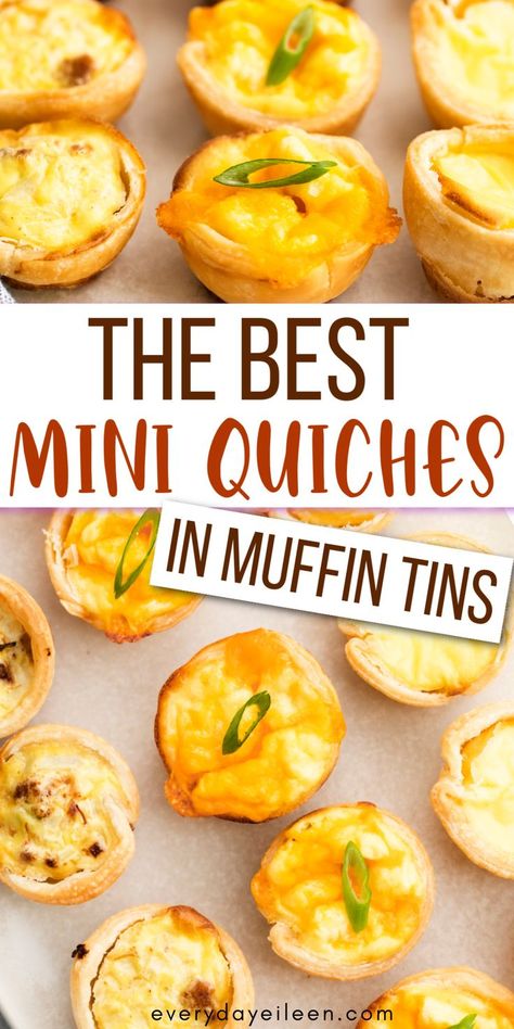 Easy Mini Egg Quiches, Miniature Breakfast Quiche, Quiche Pastry Cups, Mini Veggie Quiches In Muffin Tin, Egg White Mini Quiche, Mini Kiesh Recipes, Mini Cheese Quiche, Muffin Size Quiche, Mini Breakfast Keish