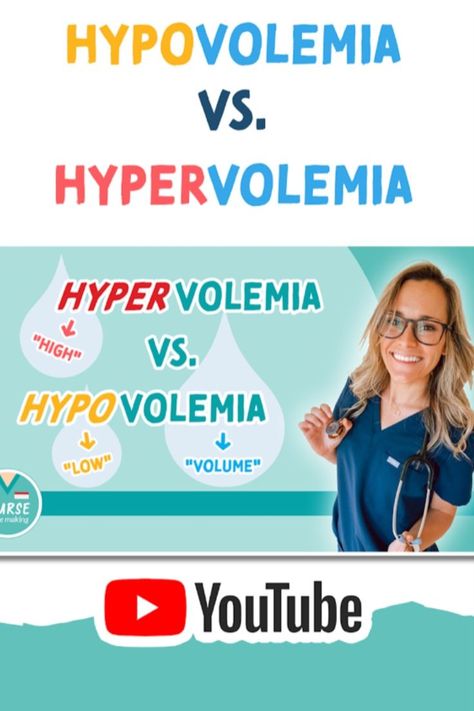 Hypovolemia Vs Hypervolemia, Hypervolemia Nursing, Hypovolemia Nursing, Fluid And Electrolytes, Med Surg, Patient Education, School Study, Nursing Study, Nursing Notes