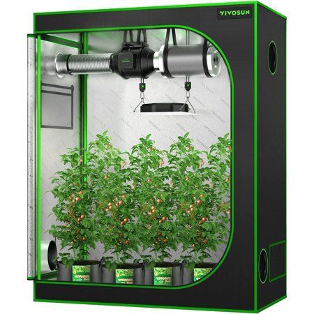 VIVOSUN Hydroponic Reflective Mylar Grow Tent for Indoor Plant Pro-grade equipment for indoor growing The VIVOSUN Hydroponic Mylar Grow Tent features extra-thick 600D canvas with metal poles and corner adapters, so its very stable and airtight. Unique "diamond" reflective Mylar design provides 98% grow light reflection and offers a superior indoor growing environment. Provides plenty of ventilation that can be closed or opened using the cables, ducting, and fans. The light green metal poles lock Garage Balcony, Indoor Tents, Indoor Grow, Window Vents, Grow Room, Ventilation Fan, Growing Plants Indoors, Grow Tent, Hanging Bar