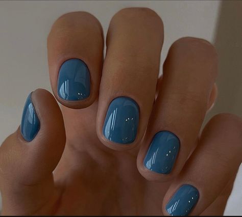 Sept 2023 Nail Colors, Very Short Gel Nails, 2023 Nails, Short Gel Nails, Subtle Nails, Minimal Nails, Cute Gel Nails, Blue Nail, Nail Styles