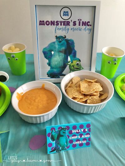 Monsters Inc Movie Night, Monsters Inc Food, Monsters Inc Movie, Monsters Inc Party, Monster University Birthday, Monsters Inc Baby Shower, Monster Co, Monsters Inc Baby, Movie Night Theme