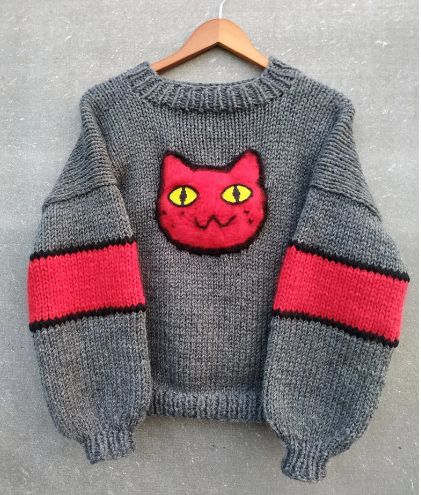 #Marceline inspired Knit Sweater, Marceline Cat Sweater Marceline Cat Sweater Pattern, Marceline Jumper, Crochet Marceline Sweater, Marceline Sweater Crochet, Marceline Cat Sweater, Marceline Sweater, Cat Sweater Pattern, Mabel Sweater, Vampire Girl