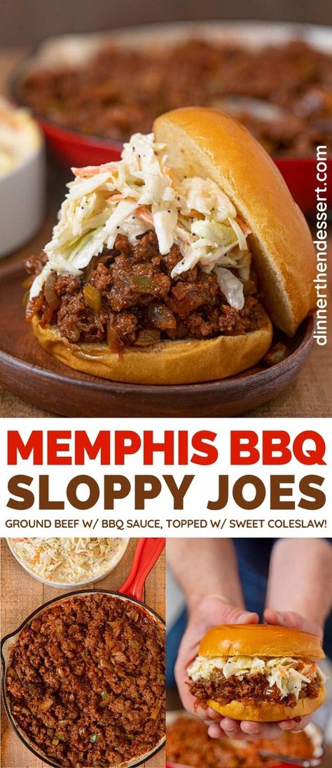 Memphis BBQ Sloppy Joes are finger licking good ground beef sandwiches with homemade BBQ Sauce! #sloppyjoes #memphisbbq #bbq #bbqsauce #dinner #easydinner #weeknightdinner #dinnerthendessert Dessert Crockpot, Sloppy Joes Dinner, Bbq Sloppy Joes, Sandwich Recipes Dinner, Homemade Sloppy Joe Recipe, Memphis Bbq, Loose Meat Sandwiches, Summer Crockpot Recipes, Dinner Then Dessert