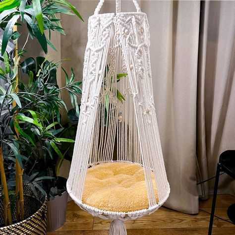 TOYAFUN Hanging Cat Bed - Macrame Cat Hammock for Indoor Outdoor Home Decor, Boho Cat Swing Cat Wall Furniture for Sleeping, Playing and Lounging Wall Hammock, Hanging Cat Bed, Cat Room Decor, Macrame Cat Hammock, Cat Wall Furniture, Indoor Hammock, Hammock Bed, Outdoor Home Decor, Hanging Bed