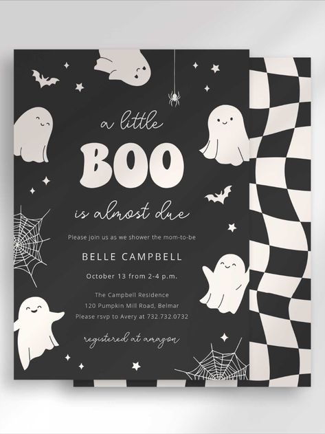 👻✨ Celebrate the little boo on the way with our "Little Boo is Almost Due" baby shower invitations! Customize, print, and get ready for a spook-tacular day! 🎃🍼 #LittleBooIsAlmostDue #BabyShowerInvitation #HalloweenBabyShower #BabyShowerPrintables #BabyBoo Baby Boo Baby Shower Ideas, A Boo Is Due, Our Little Boo Is Almost Due, A Little Boo Is Due Baby Shower Ideas, Little Boo Is Almost Due, Halloween Baby Shower Theme, Baby Shower Invitation Template, Shower Themes, Halloween Theme