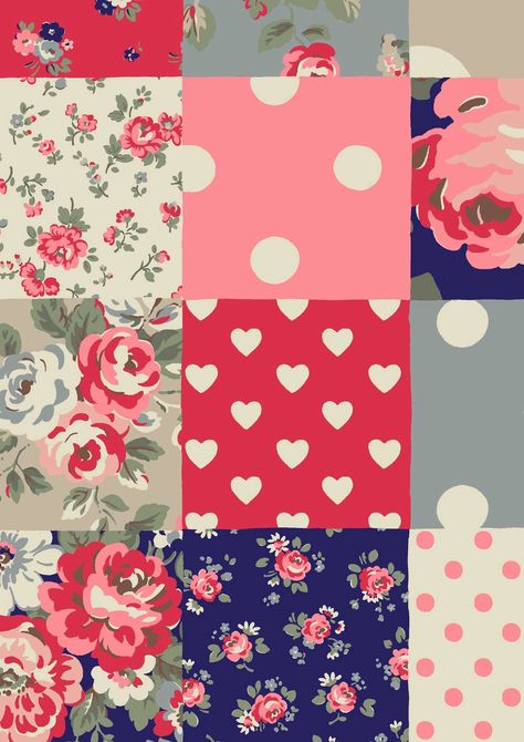 Cath Kidston patchwork print - love it!!! Wallpaper Iphone Inspiration, Vintage Wallpaper Iphone, Funky Florals, Cath Kidston Wallpaper, Iphone Inspiration, Craft Show Displays, Flower Pattern Design, Paper Rose, Wall Papers