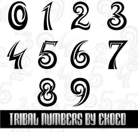 Tribal Numbers by ekoed photoshop resource collected by psd-dude.com from deviantart Numeral Fonts, Tattoo Numbers, Number Tattoo Fonts, Numbers Tattoo, Numbers Typography, Tattoo Fonts Alphabet, Number Fonts, Number Tattoos, Alphabet Symbols