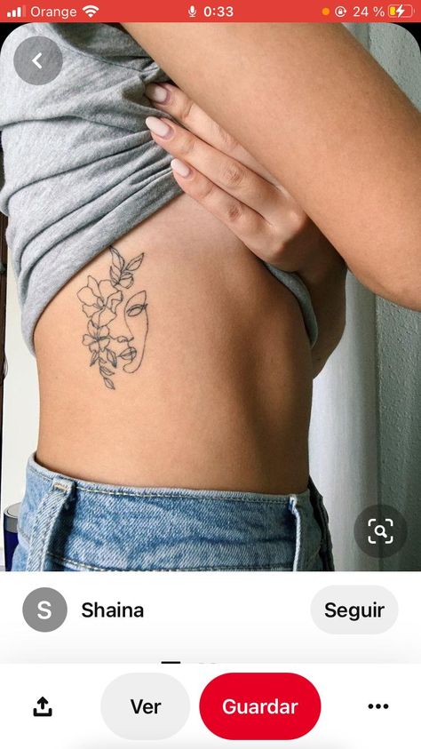 Tattoos On Upper Thigh, Tattoos Upper Thigh, Small Rib Tattoos For Women, Girl Rib Tattoos, Flower Tattoo On Ribs, Small Rib Tattoos, Upper Thigh Tattoos, Cute Thigh Tattoos, Rib Tattoos For Women