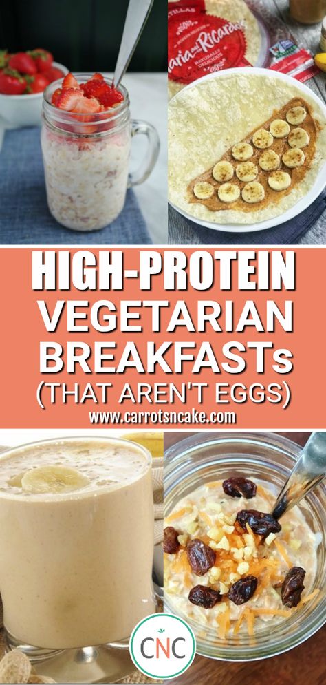 high-protein vegetarian breakfasts that aren't eggs! High Protein Vegetarian Breakfast, Breakfast Ideas Without Eggs, Vegetarian Breakfasts, Protein Vegetarian, High Protein Breakfast Recipes, High Protein Vegetarian Recipes, Breakfast Eggs, Macro Friendly Recipes, Vegetarian Protein