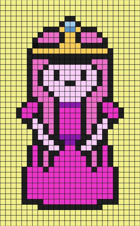 Princess Bubblegum Perler Beads, Princess Bubblegum Pixel Art, Adventure Time Pearler Beads, Adventure Time Alpha Pattern, Pixel Adventure Time, Adventure Time Perler Beads, Adventure Time Pixel Art, Pixel Building, Jake Adventure Time