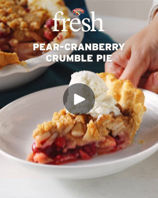 Hannaford Supermarkets Pear And Cranberry Pie, Apple Pear Cranberry Pie, Pear Pie With Crumb Topping, Pear Crumble Recipe Simple, Apple Crumble Cheesecake The Cozy Plum, Pear And Cranberry, Cranberry Crumble, Cranberry Dessert, Canned Pears