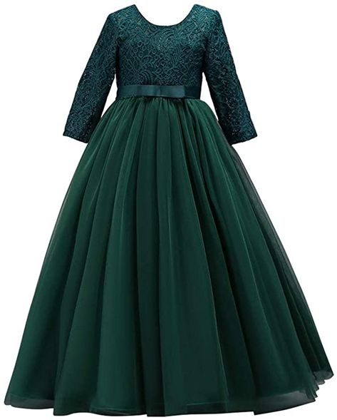 Bridesmaid Dresses Long Lace, Green Wedding Dresses, Summer Formal Dresses, Girls Long Dresses, Fancy Frocks, Chic Maxi Dresses, Kids Party Dresses, Kids Gown, Tulle Ball Gown