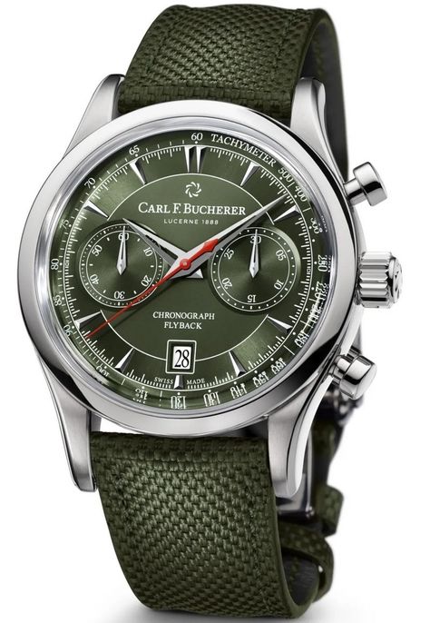 Green Dial Watch, Carl F Bucherer, Watch Lover, Fine Watches, Denim Shoes, Crossbody Messenger Bag, Sport Watches, Green Leather, Breitling Watch