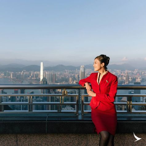 Cathay Pacific Stew over looking Hong Kong Cathay Pacific Flight Attendant, Cathay Pacific Airlines, Manifestation 2024, Cruise Kids, Airline Uniforms, Flight Attendant Uniform, Beauty Tips And Tricks, Cathay Pacific, Beauty Rituals