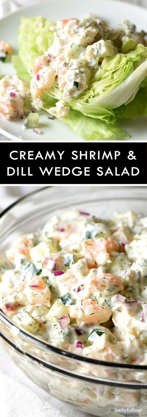 Creamy Dill Salad, Wedge Salad Recipe, Heart Salad, Lettuce Boats, Seafood Salads, Wedge Salad Recipes, Creamy Shrimp, Wedge Salad, Low Carb Salad