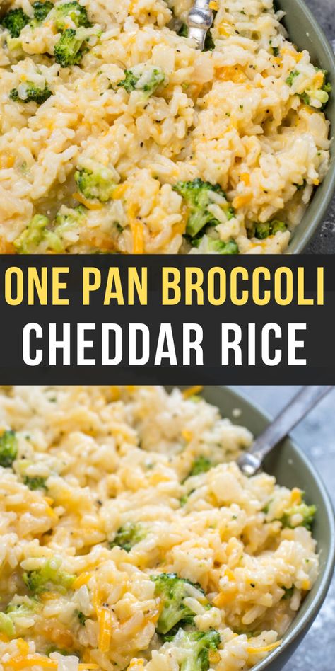 Broccoli Cheddar Rice, Pan Broccoli, Cheddar Rice, Rice Side Dish Recipes, Rice Side, Rice Side Dishes, Dinner Side Dishes, Dinner Easy, Läcker Mat