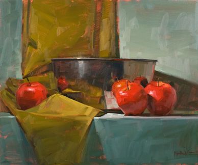 Carol Marine has been doing a painting a day for the past several years.  Practice makes progress!  I love this one. Painting Of Fruit, Carol Marine, Marine Artist, Still Life 2, Still Life Artists, Marine Painting, Red Painting, Marine Art, Still Life Fruit