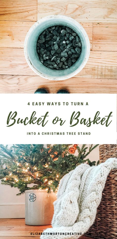 Christmas Tree Stand Diy, Fresh Christmas Garland, Christmas Tree Bucket, Make Your Own Christmas Tree, Xmas Tree Stands, How To Make Trees, Christmas Tree In Basket, Ugly Christmas Tree, Christmas Tree Base