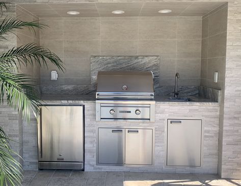 Gazebo Kitchen, Outdoor Refrigerator Cabinet, Travertine Bbq Island, Kitchen With Refrigerator, Outdoor Kitchen With Freestanding Grill, Stucco Bbq Island, Built In Argentine Grill, Outdoor Kitchen With Full Size Fridge, Key West House