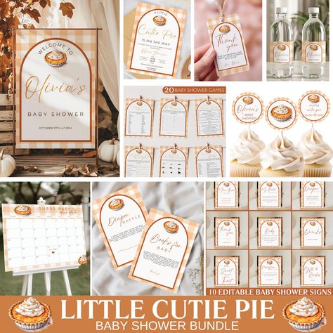 Cutie Pie Baby Shower Bundle Fall Pumpkin Pie Baby Shower Invitation Autumn Baby shower Baking Baby Shower Gingham Decoration Template A Little Cutie Pie Baby Shower Theme, Pie Baby Shower Theme, Cutie Pie Baby Shower Theme, Gingham Decorations, Mom-osa Bar Sign, Cool Emoji, Signs For Mom, Whats In Your Purse, Baby Bingo