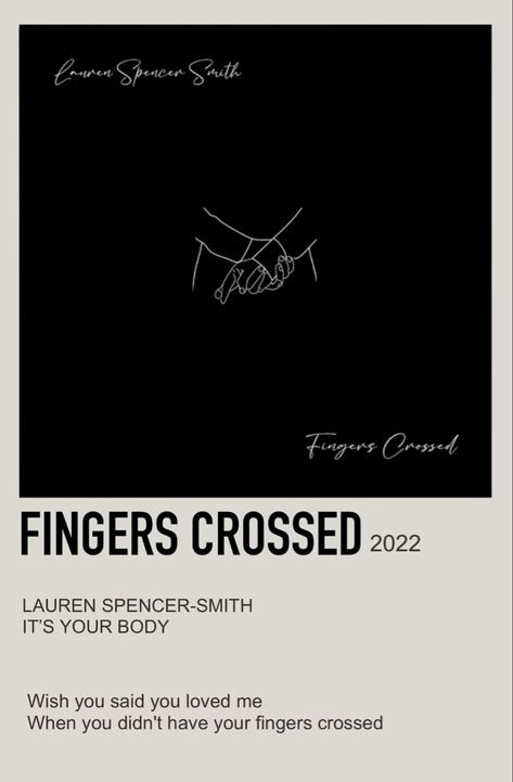 Lauren Spencer Smith Album Cover, Fingers Crossed Lauren Spencer Smith, Tiny Posters, Lauren Spencer Smith, Song Prints, Song Polaroid, Song Posters, Spencer Smith, Minimalist Music