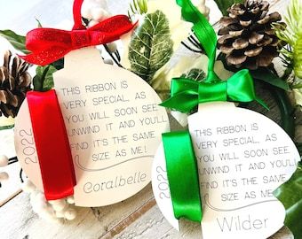 Child Height Ornament Ornament Keepsake Personalized - Etsy Canada Child Growth, Ornament Ribbon, Ribbon Ornaments, Kids Ornaments, Niece And Nephew, Personalized Ornaments, Sentimental Gifts, Personalized Christmas Ornaments, Personalised Kids