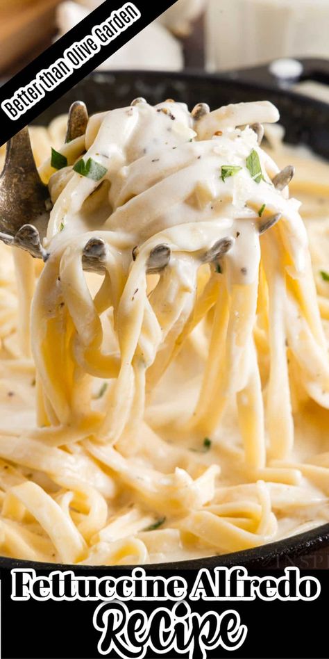 Fettichini Alfredo Recipe Olive Garden, Quick Fettucini Alfredo Recipe, Creamy Fettuccine Pasta, Olive Garden Fettuccine Alfredo Recipe, Olive Garden Fettuccine Alfredo, Olive Garden Fettuccine, Fettucini Alfredo Recipe, Chicken And Shrimp Alfredo, Alfredo Recipes