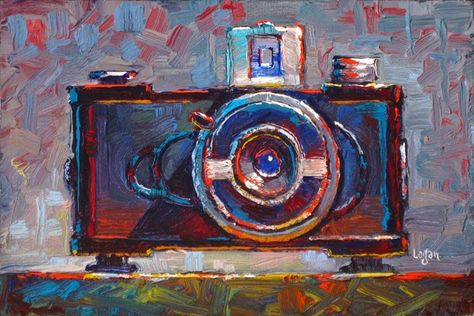 Raymond Logan, Art Camera, Pretty Paintings, Camera Art, Book Sculpture, Sketchbook Art Journal, Photography Illustration, Daily Painting, Still Life Art