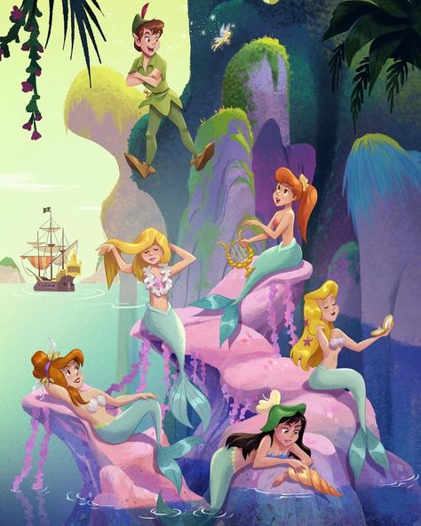 Peter Pan Mermaids, Bill Robinson, Mary Blair, New Disney Princesses, Mermaid Lagoon, Disney Up, Mermaid Pictures, Fairy Friends, Mermaid Life