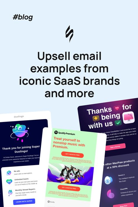 Explore our blog post and learn from upsell email examples from SaaS giants with tried tricks that work every time. 🔼 Follow us on Pinterest for more inspiration and tips. 🤗 #saas #stripoemail #emailnewsletter #emailtemplates #emaildesign #emailmarketing #digitalmarketing Welcome Emails, Email Examples, Email Blast, Email Marketing Design, Email Design, Email Campaign, Email Templates, Email Newsletters, Email Marketing