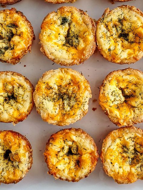 Gluten Free Cheddar Dill Tartlets (Mini Quiche) Quiche Gluten Free, Quiche Pastry, Mini Tartlets, Gluten Free Quiche, Savory Pastries, Gluten Free Pie Crust, Gf Breakfast, Mini Quiches, Gluten Free Pie