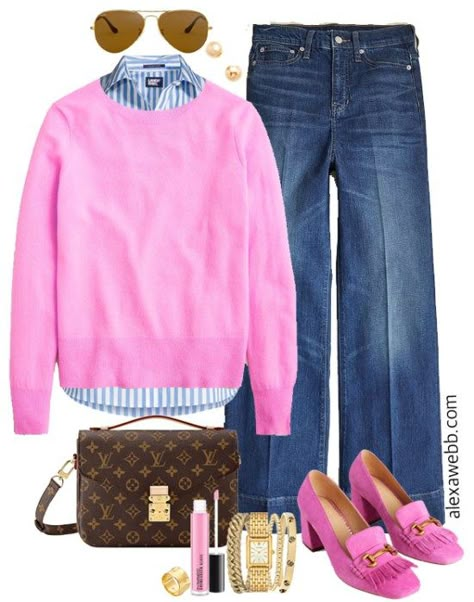 Pink Loafers Outfit, Pink Preppy Outfits, Alexa Webb, Linen Pants Outfit, Plus Size Pink, Loungewear Fashion, Plus Size Looks, Friday Outfit, Pink Preppy