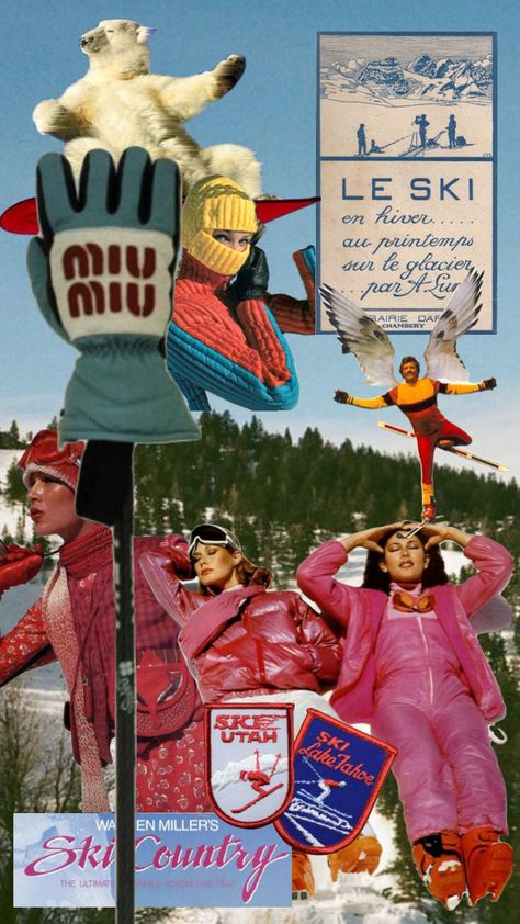 #ski 1970s Apres Ski, 80s Ski Aesthetic, Apres Ski Decorations, 80s Apres Ski, January Collage, Apres Ski Party Outfit, Ski Core, Vintage Skiing Aesthetic, 70s Ski