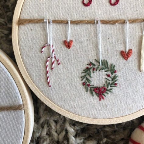 Christmas Wreath Embroidery, Wreath Embroidery Pattern, Christmas Embroidery Ideas, Wreath Embroidery, Christmas Embroidery Patterns, Christmas Embroidery Designs, Embroidered Christmas, Embroidery Christmas, Hand Embroidery Projects